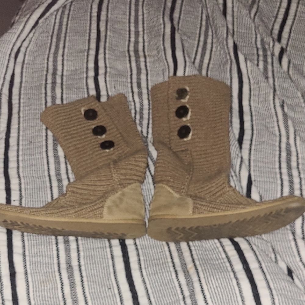 UGG Tan Knit Button Boots
